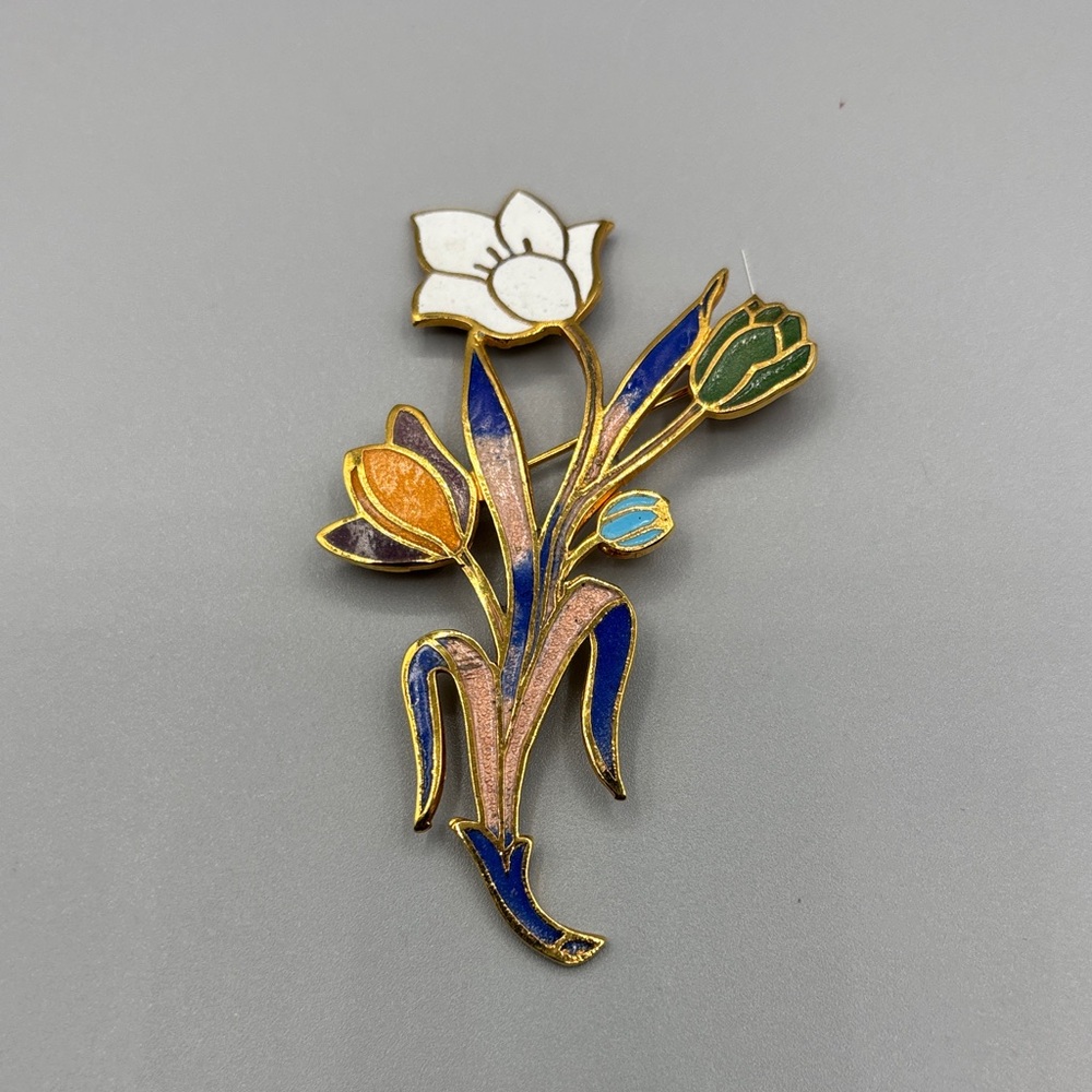 Vintage Floral Enamel Brooch 2/$20 JP423